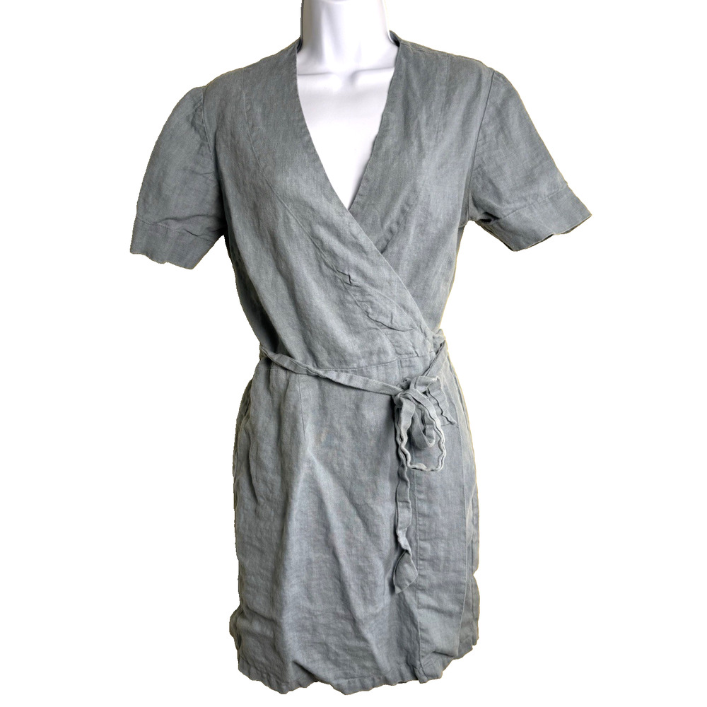 Love and Confuse linen wrap dress medium seafoam green Cottagecore Costal